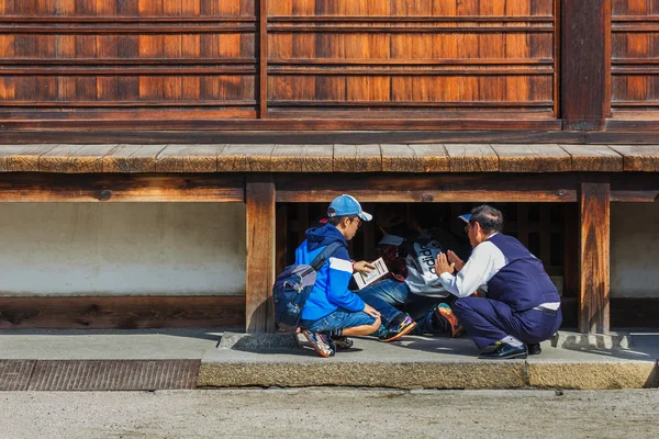 Японский студент в замке Нидзё в Киото, Япония — стоковое фото