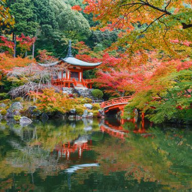 Kyoto, Japonya Daigoji Tapınağı'nda erken sonbahar
