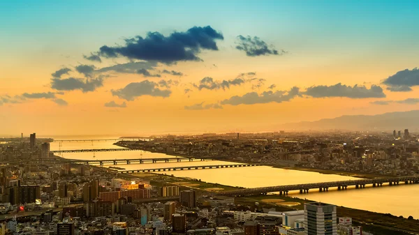 Skyline do distrito de Umeda em Osaka — Fotografia de Stock