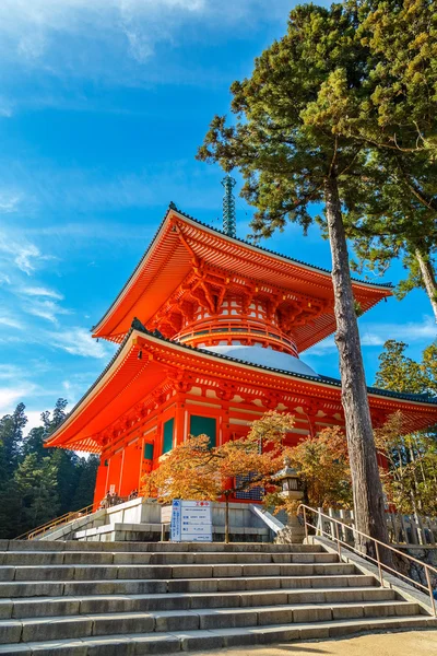 Konpon Daito Pagoda świątyni Garan Danjo w obszarze Koyasan w Wakayama, Japonia — Zdjęcie stockowe