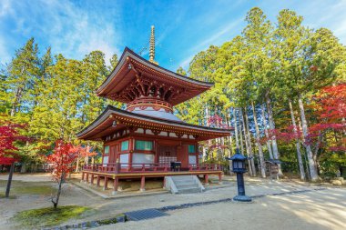 Pagoda Kongozanmaiin Danjo Garan tapınağında Koyasan alan: Wakayama, Japan