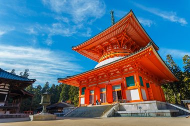 Konpon Daito Pagoda Danjo Garan tapınağında Koyasan alan: Wakayama, Japan