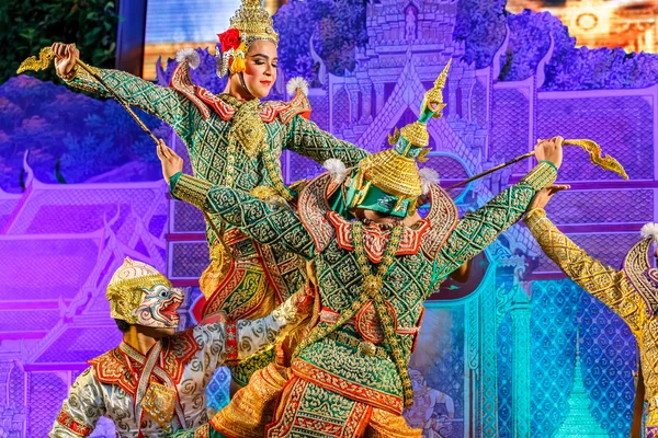 Khon - Thaise traditionele masker dans van ramayana epische saga — Stockfoto