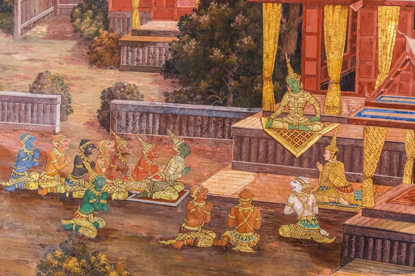 タイ、バンコクのワット ・ phrakaew での壁画 — ストック写真