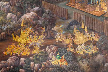 Wat Phra Kaew Bangkok, Tayland, duvar Resim Sergisi