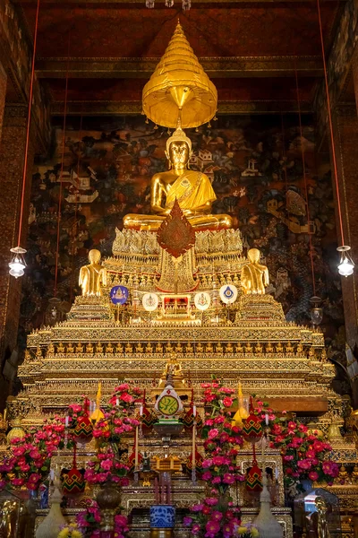 Posąg Buddy w Wat Pho (Pho świątyni) w Bangkoku — Zdjęcie stockowe