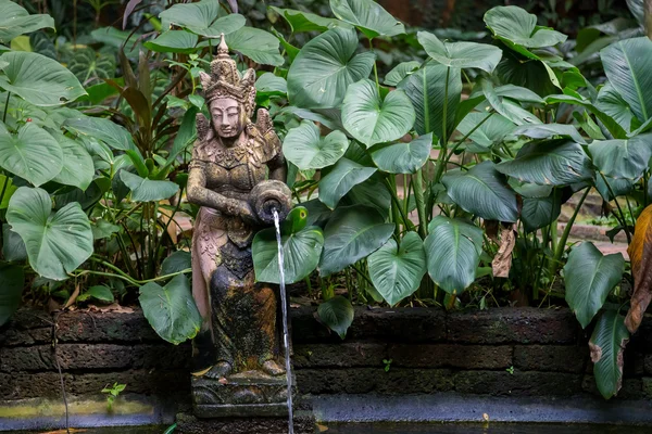 Tipico giardino tailandese con fontana e laghetto — Foto Stock