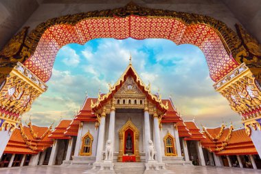 The Marble Temple, Wat Benchamabopit Dusitvanaram in Bangkok, Thailand clipart