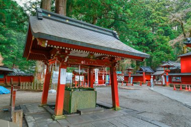 Nikko Futarasan Tapınağı'nda Chuzuya (veya Temizuya) arıtma alanı, Tochigi, Japonya