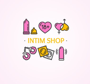 Intim veya seks Shop konsepti. Vektör