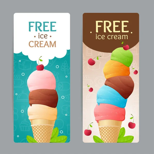 Ice Cream Coupon Set. Vector — Stock Vector