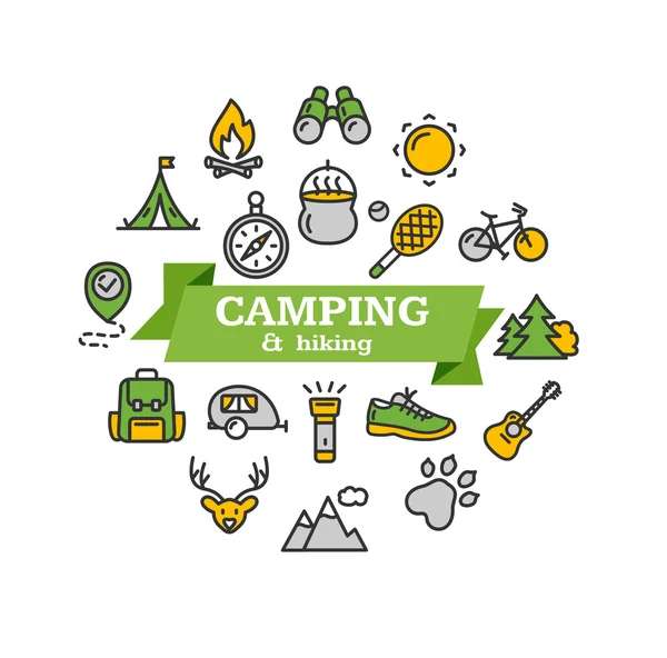 Campingtourismus-Wanderkonzept. Vektor — Stockvektor