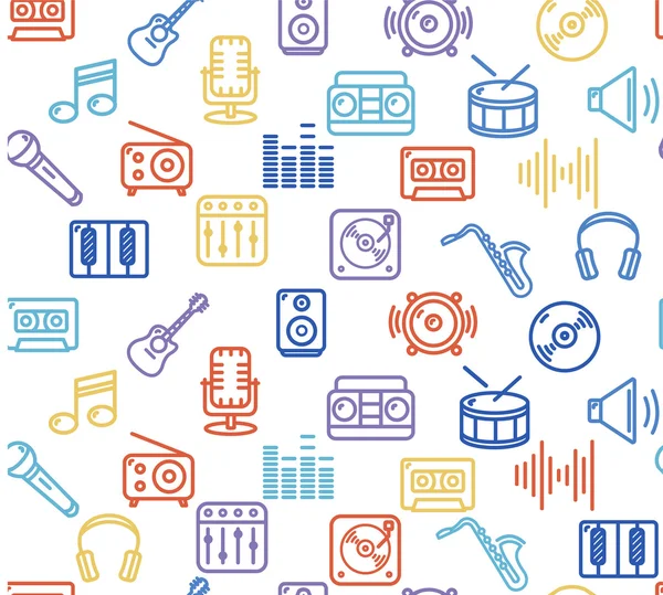 Muziek achtergrond overzicht Icon Set. Vector — Stockvector