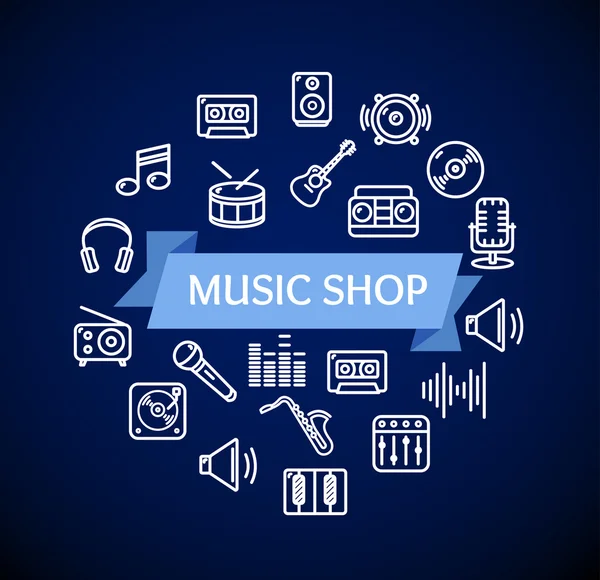 Music Shop Concept. Vettore — Vettoriale Stock