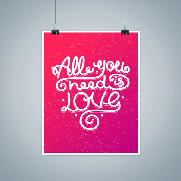 All You Need is Love achtergrond Placard Card. Vector — Stockvector