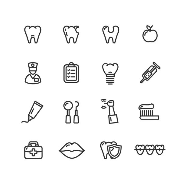 牙科牙齿医生图标集。矢量 — 图库矢量图片