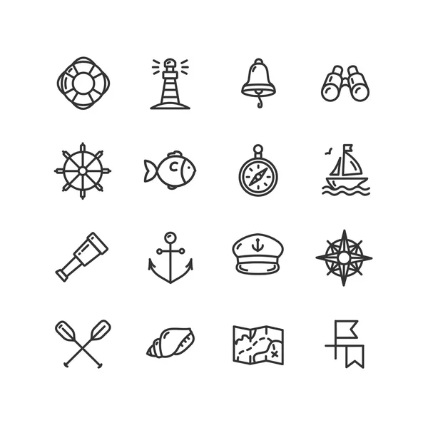 Nautical Sea Icon Set. Vector — Stock Vector