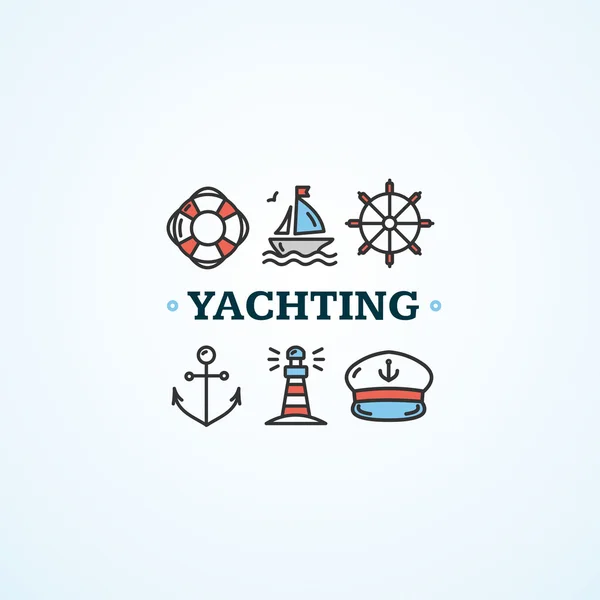 Náutica mar Yachting concepto. Vector de — Vector de stock