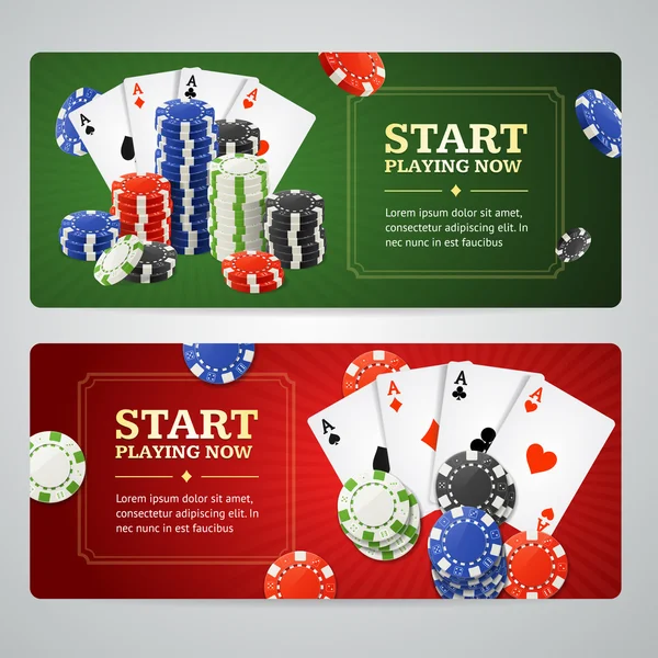 Ustaw baner poker kasyno. Wektor — Wektor stockowy