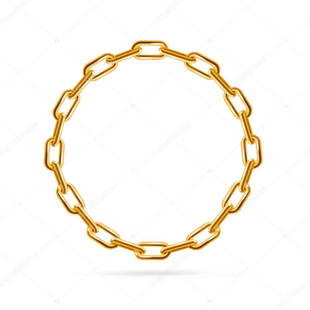 Gold Chain Frame Round. Vector