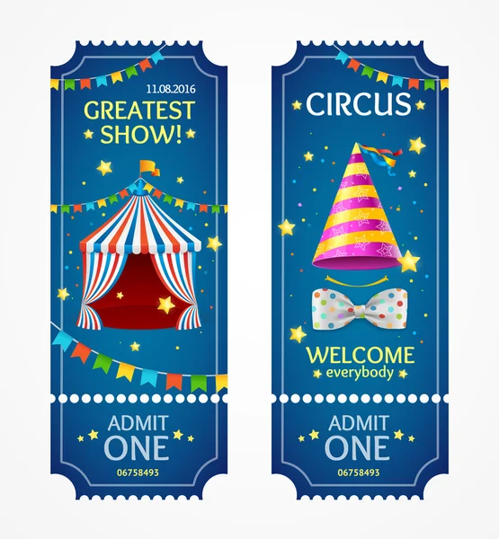 Biglietti Circus Set. Vettore — Vettoriale Stock