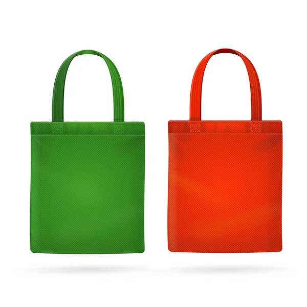 Colore tessuto stoffa borsa Tote. Vettore — Vettoriale Stock