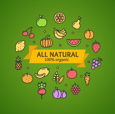 Meyve ve sebze kavramı. Vektör