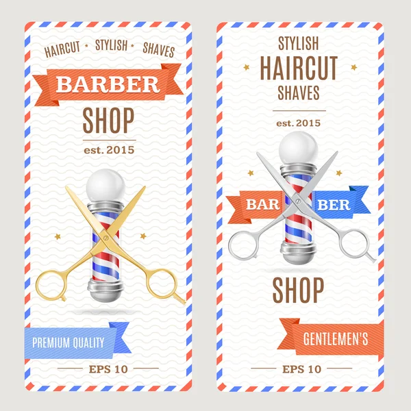 Barbiere Banner Flyers Card. Vettore — Vettoriale Stock