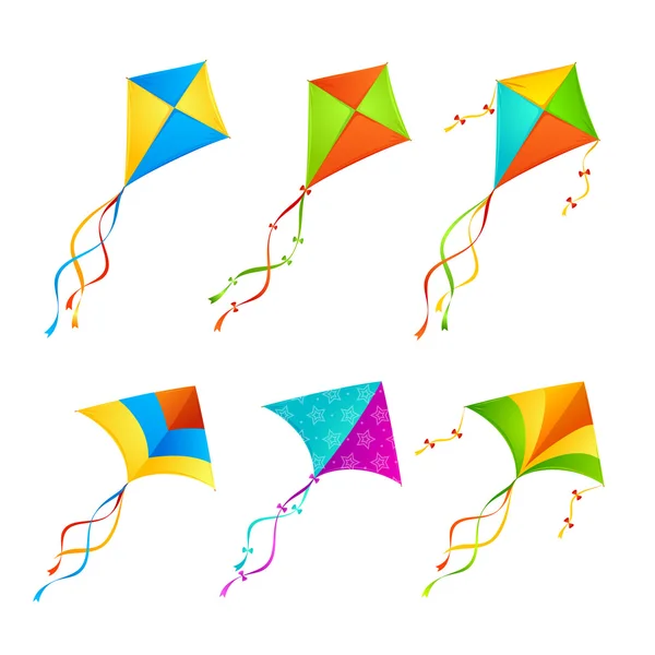 Kleurrijke Kite Set. Vector — Stockvector