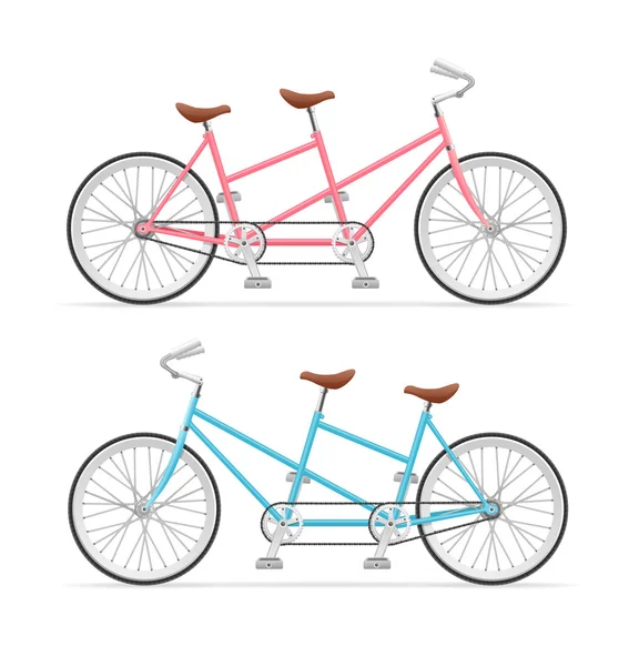 Set de bicicletas tándem vintage. Vector — Vector de stock