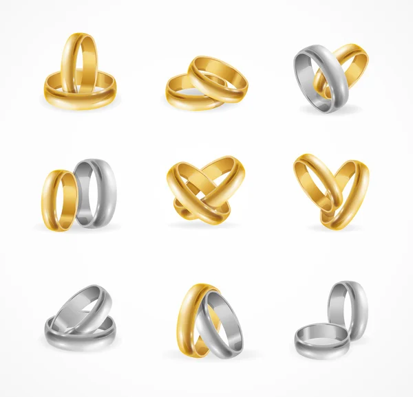 Ringe aus Silber und Gold. Vektor — Stockvektor