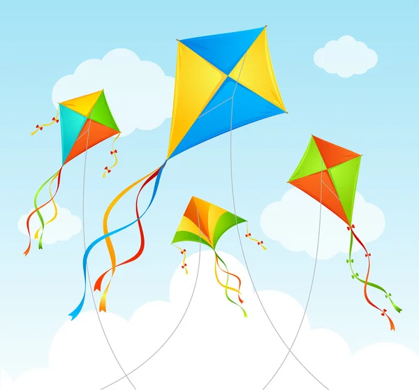 Fly Kite Summer Background. Vector — Stock Vector
