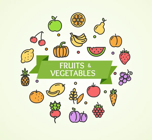 Fruits and Vegetables Concept. Vector — Stock Vector