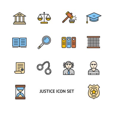 Adalet renk simge seti. Vektör