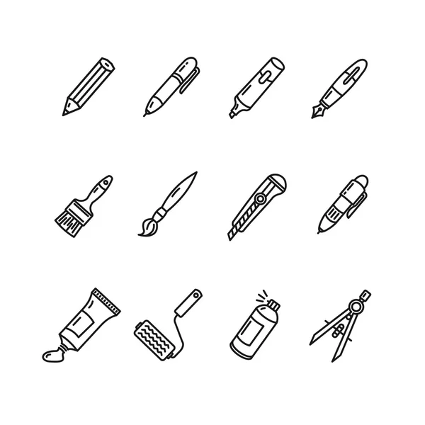 Conjunto de iconos de pluma. Vector — Vector de stock