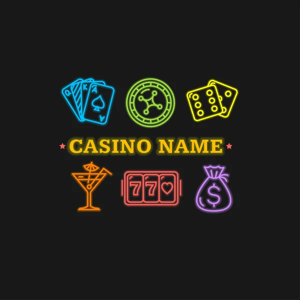 Concept de Casino Néon. Vecteur — Image vectorielle