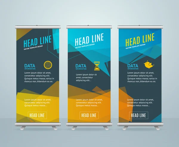 Roll Up Banner con discurso de burbuja. Vector — Vector de stock