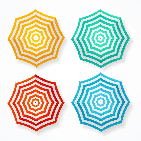 Striped Sun Umbrella Set. Vector — Stock Vector