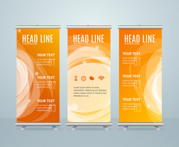 Roll Up Banner Stand Design Template. Vector