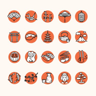 Japonya Icon Set. Vektör