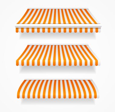 Striped Colorful Awnings Set. Vector clipart