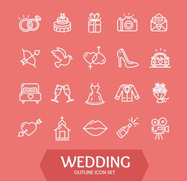 Simge düğün ayarlayın. Vektör