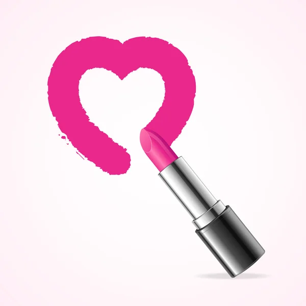 Corazón con lápiz labial rosa. Vector — Vector de stock