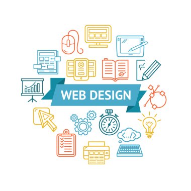 Web Tasarım Icon konsepti. Vektör