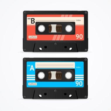 Renkli kaset kaset eski seti. Vektör