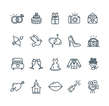 Simge düğün ayarlayın. Vektör