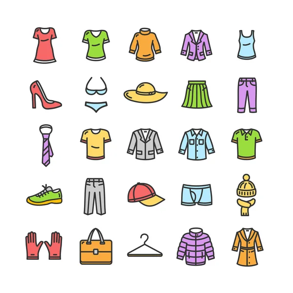 Conjunto de iconos de ropa. Vector — Archivo Imágenes Vectoriales