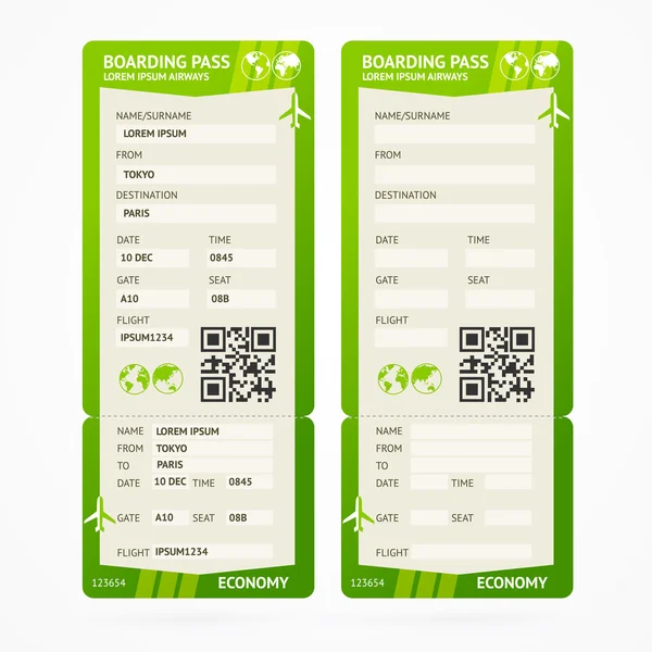 Boarding Pass Ticket Set. Vector — Stockvector