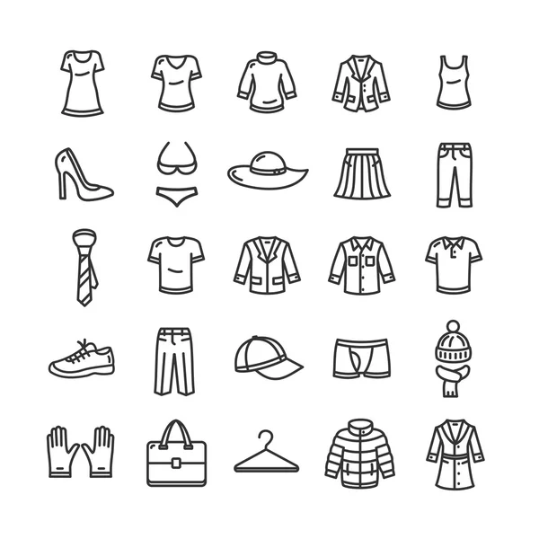 Conjunto de iconos de ropa. Vector — Vector de stock