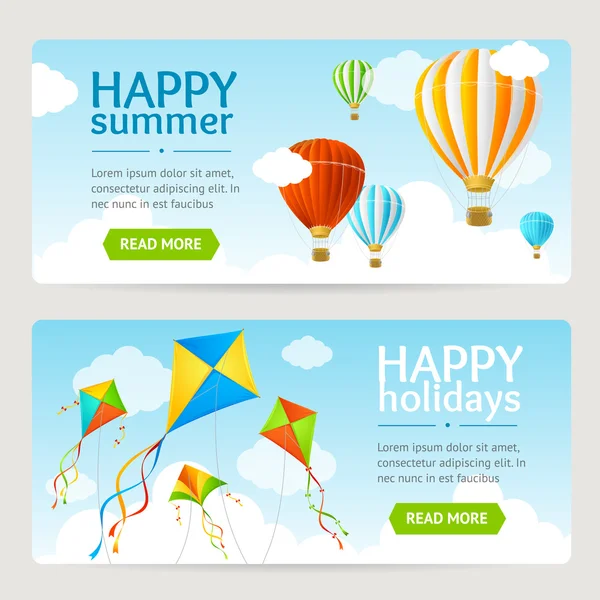 Conjunto de cartões de férias de verão. Vetor —  Vetores de Stock
